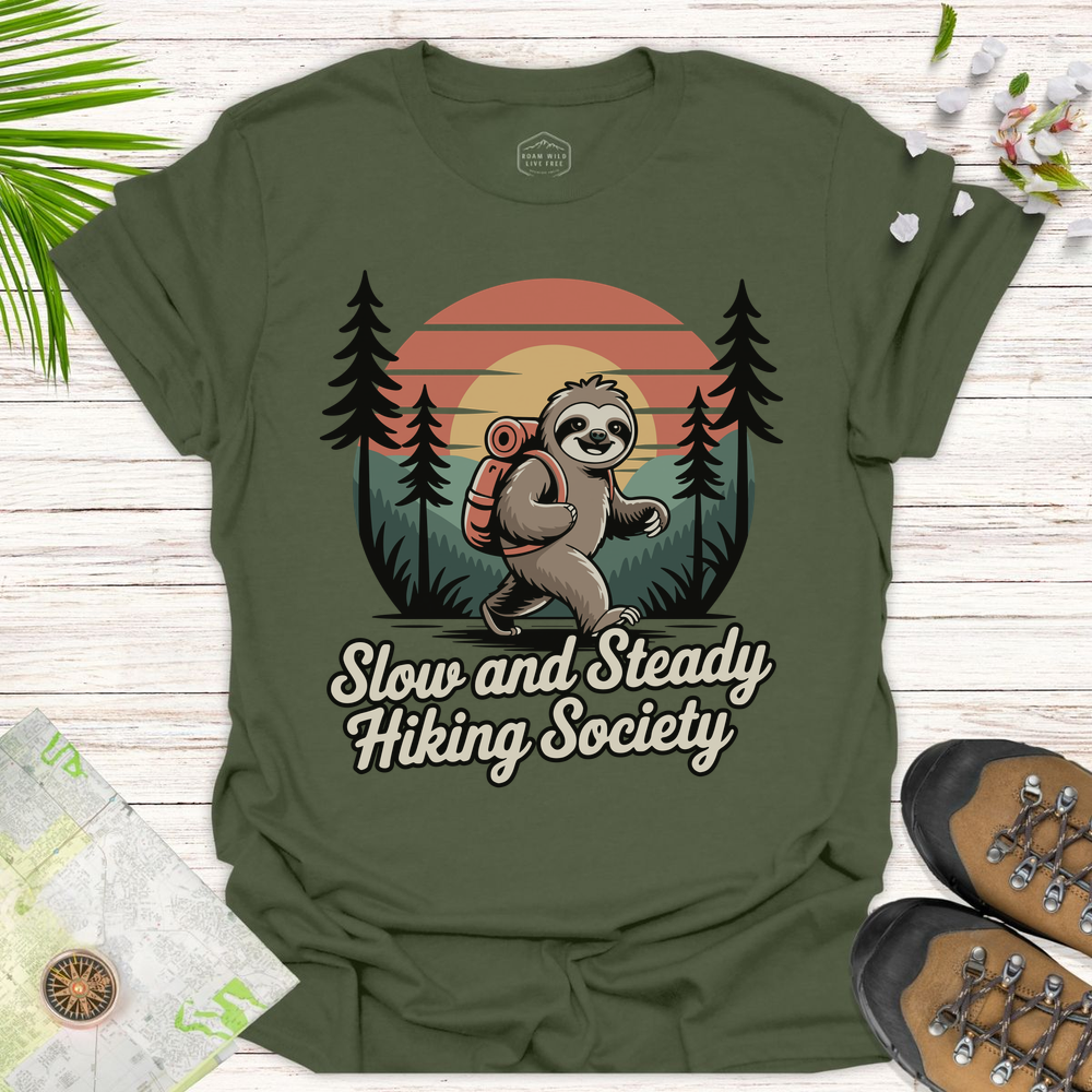 Sloth Slow And Steady Unisex T-Shirt - Military Green