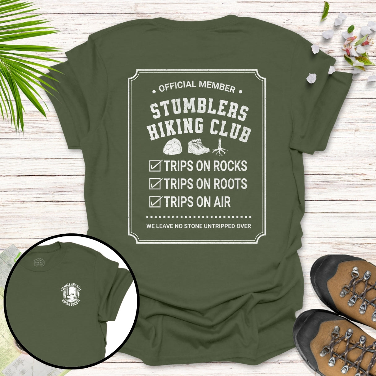 Stumblers Hiking Club Front And Back T-Shirt