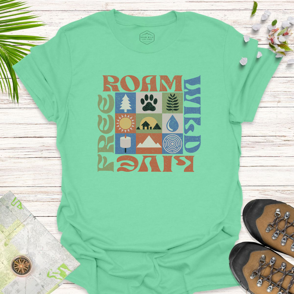 Roam Wild Retro Modern Unisex T-Shirt - Mint Green