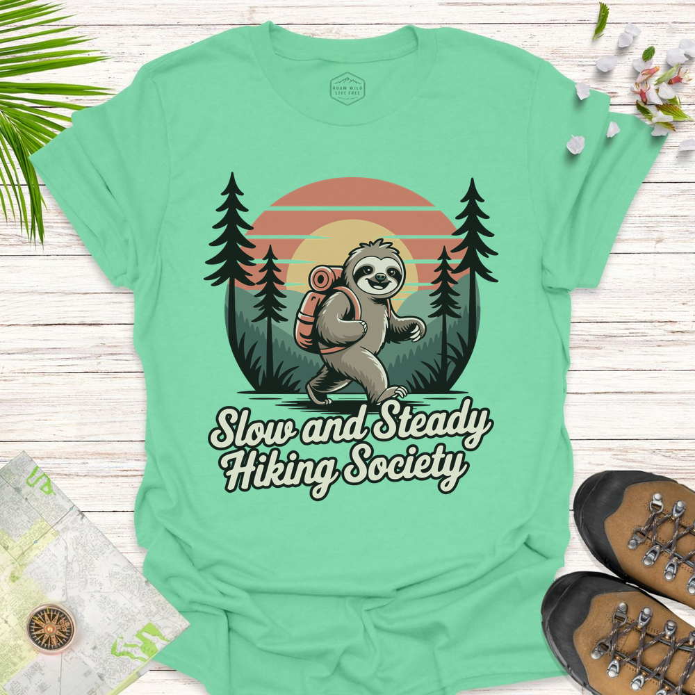 Sloth Slow And Steady Unisex T-Shirt - Mint Green