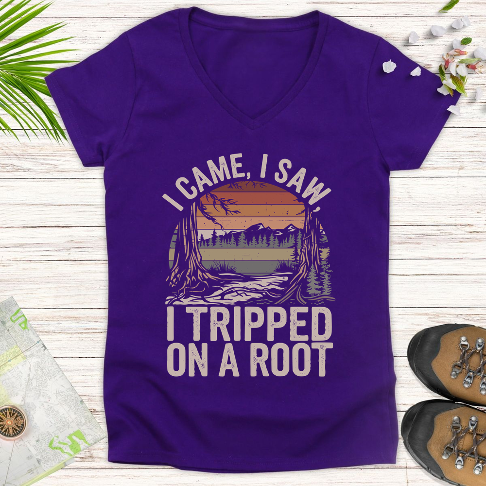 Tripped On A Root Retro Women's V-Neck T-Shirt - Purple