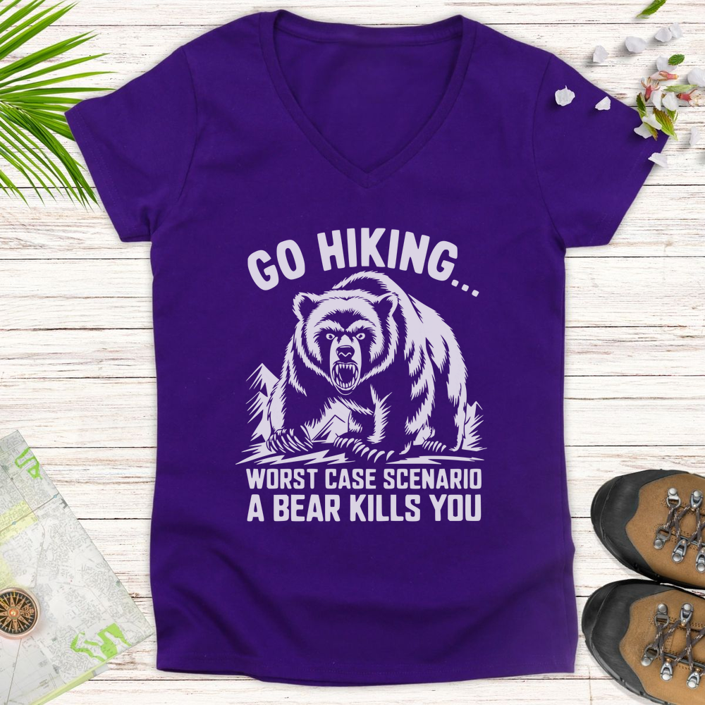 Go Hiking Women's V-Neck T-Shirt - Purple