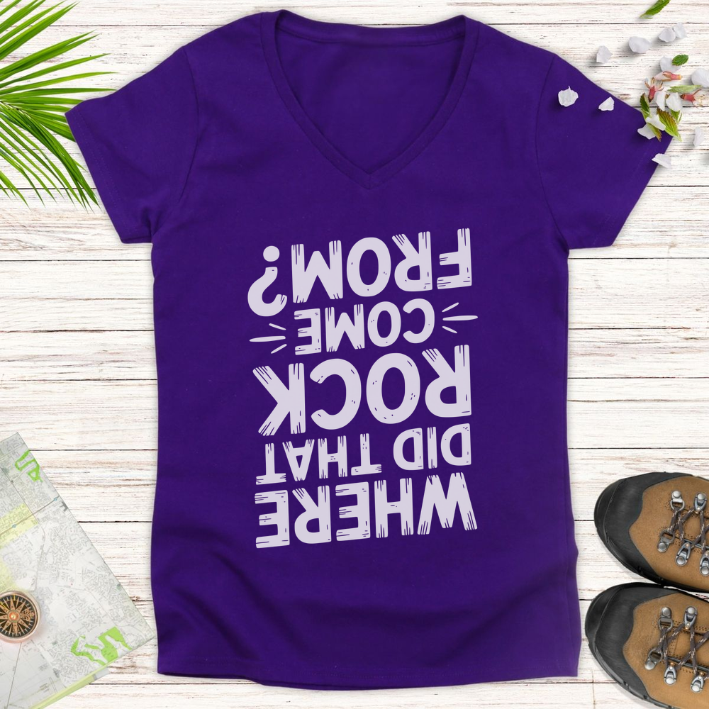 Where Did That Rock Come From Women's V-Neck T-Shirt - Purple