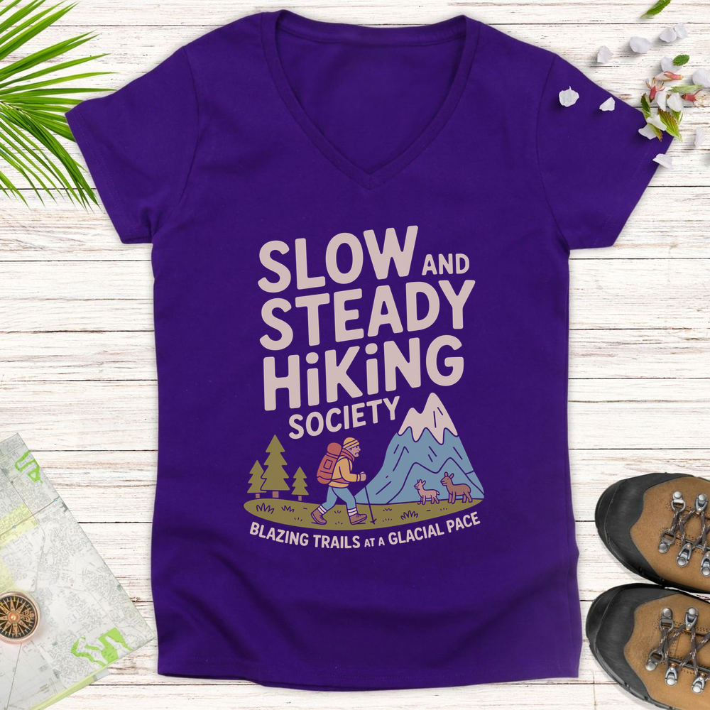 Slow And Steady Women's V-Neck T-Shirt - Purple