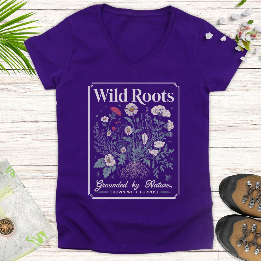 Wild Roots Women's V-Neck T-Shirt - Purple