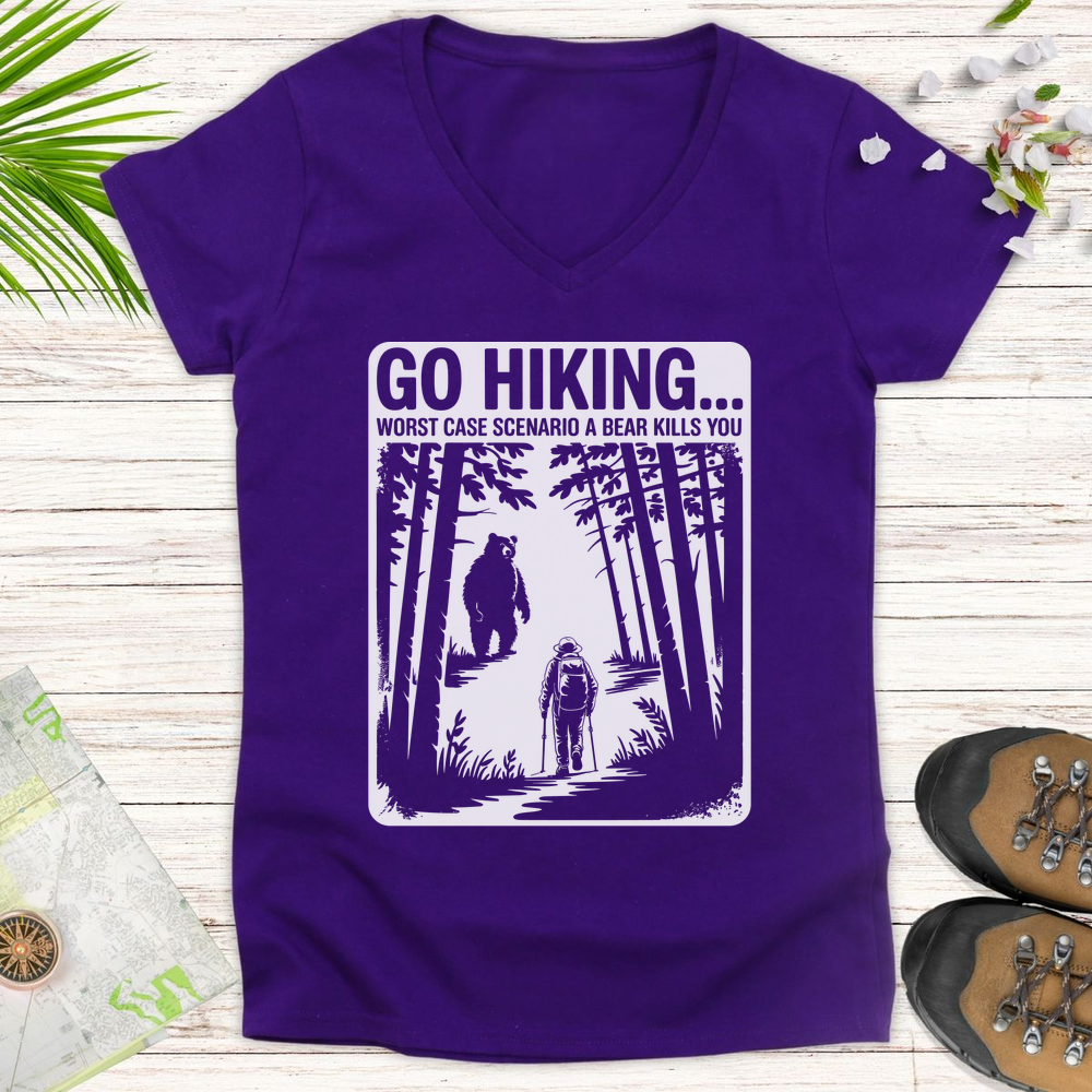 Bear Kills You Women's V-Neck T-Shirt - Purple