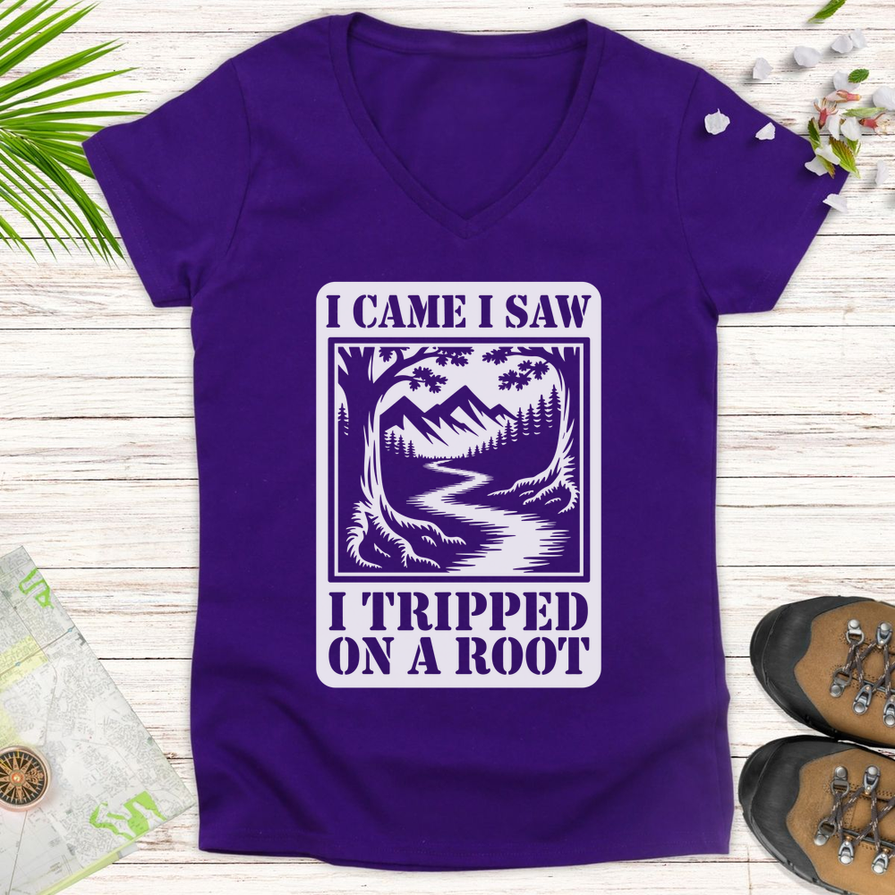 I Came I Saw I Tripped On A Root Women's V-Neck T-Shirt - Purple