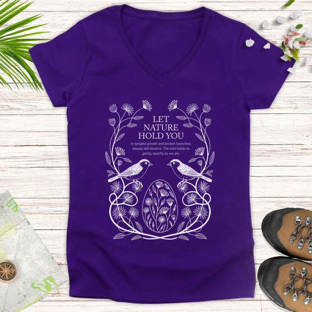 Let Nature Hold You Women's V-Neck T-Shirt - Purple
