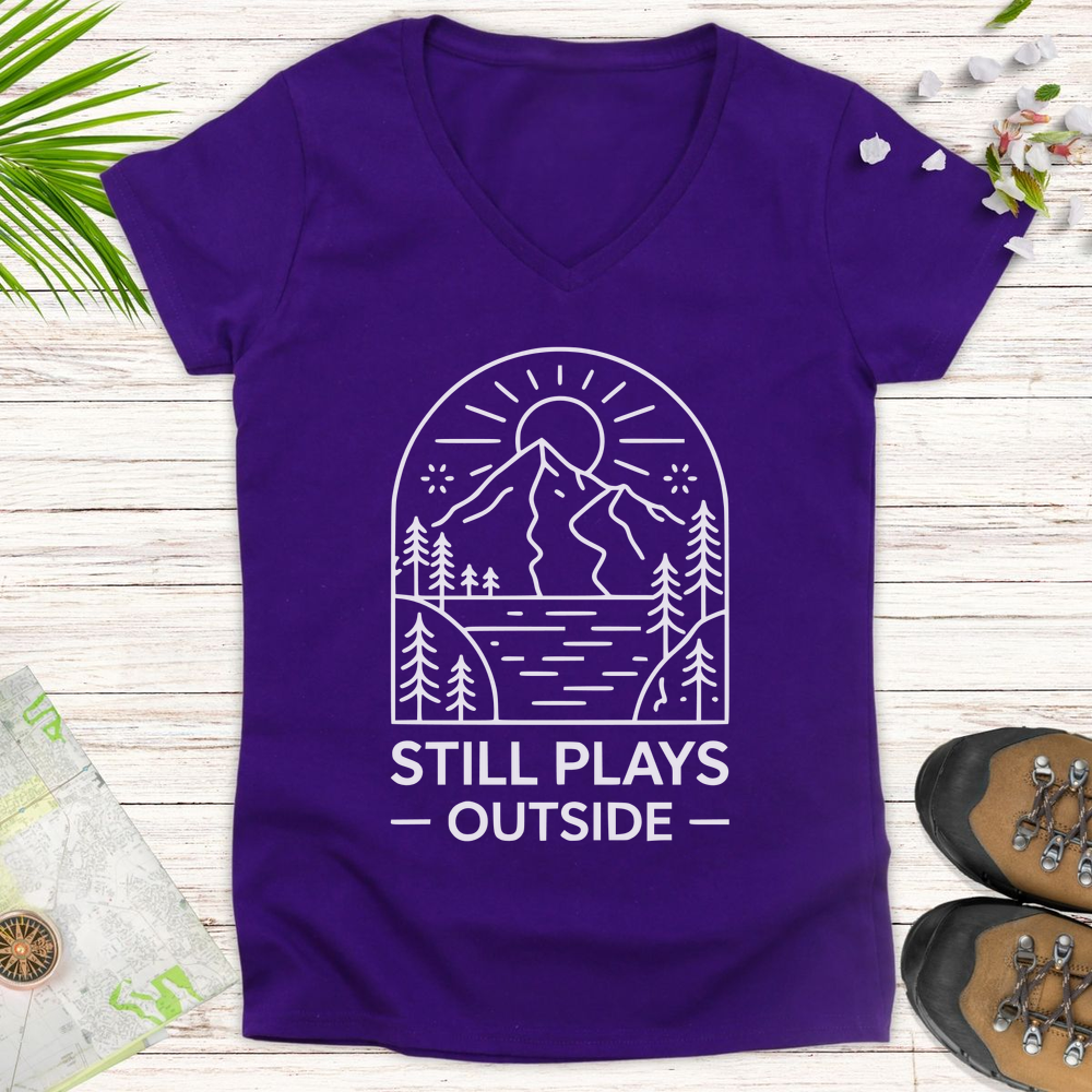 Still Plays Outside Women's V-Neck T-Shirt - Purple