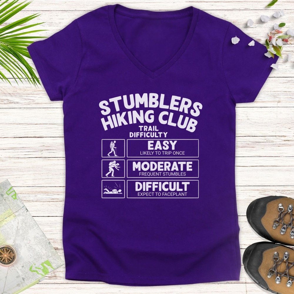 Trail Difficulty Women's V-Neck T-Shirt - Purple