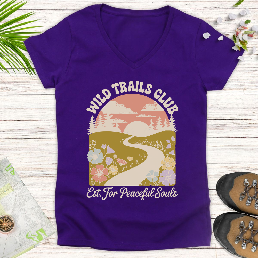 Wild Trails Club Women's V-Neck T-Shirt - Purple
