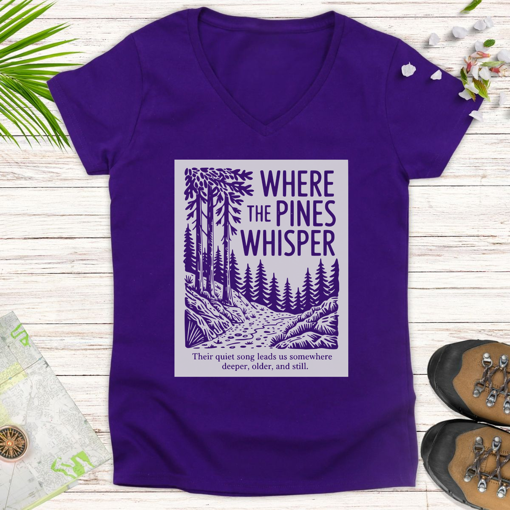Where The Pines Whisper Women's V-Neck T-Shirt - Purple