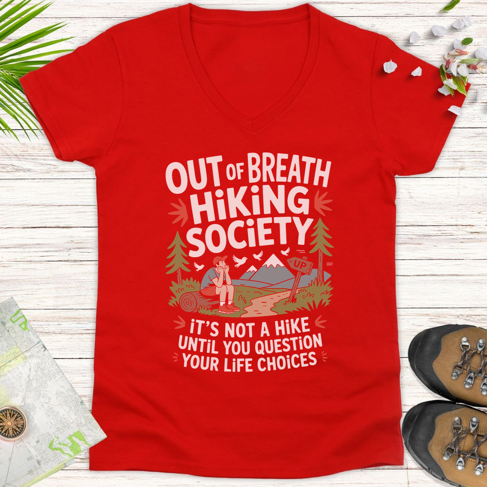 Out Of Breath Life Choices Women's V-Neck T-Shirt - Red