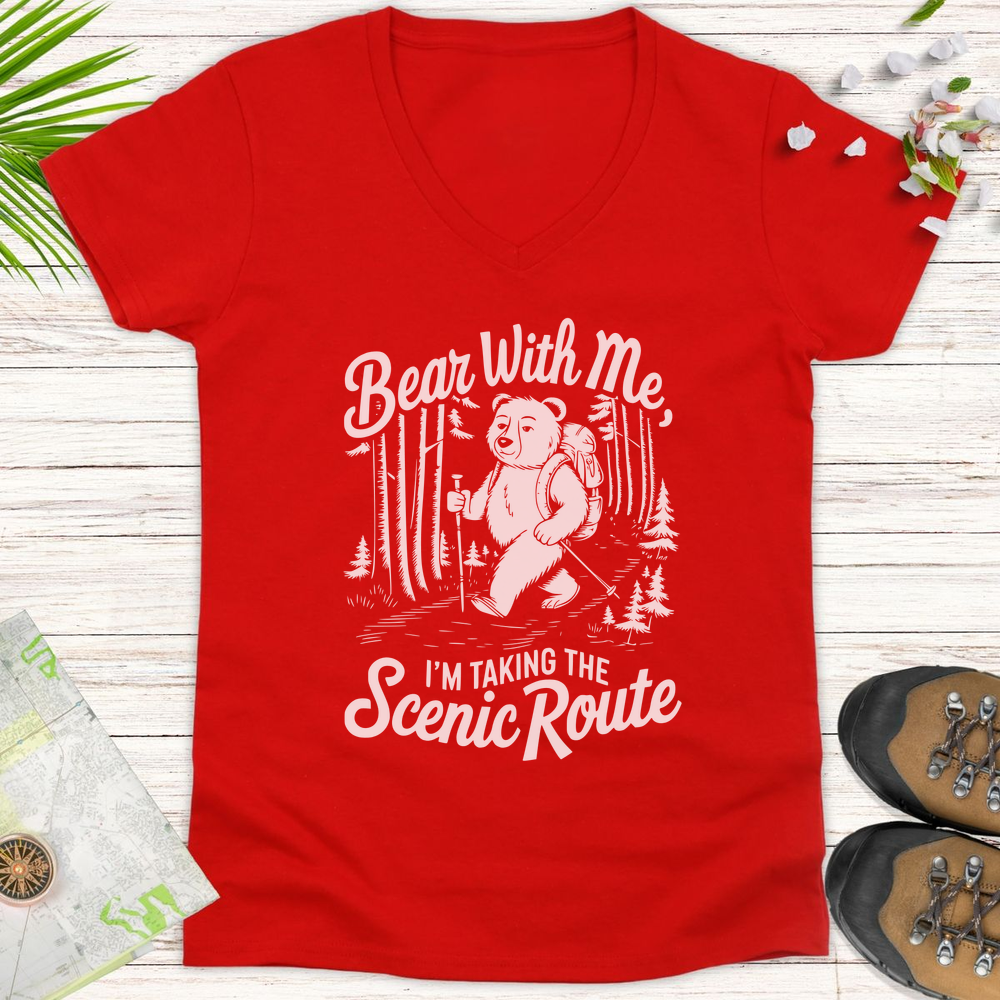 Bear With Me Women's V-Neck T-Shirt - Red