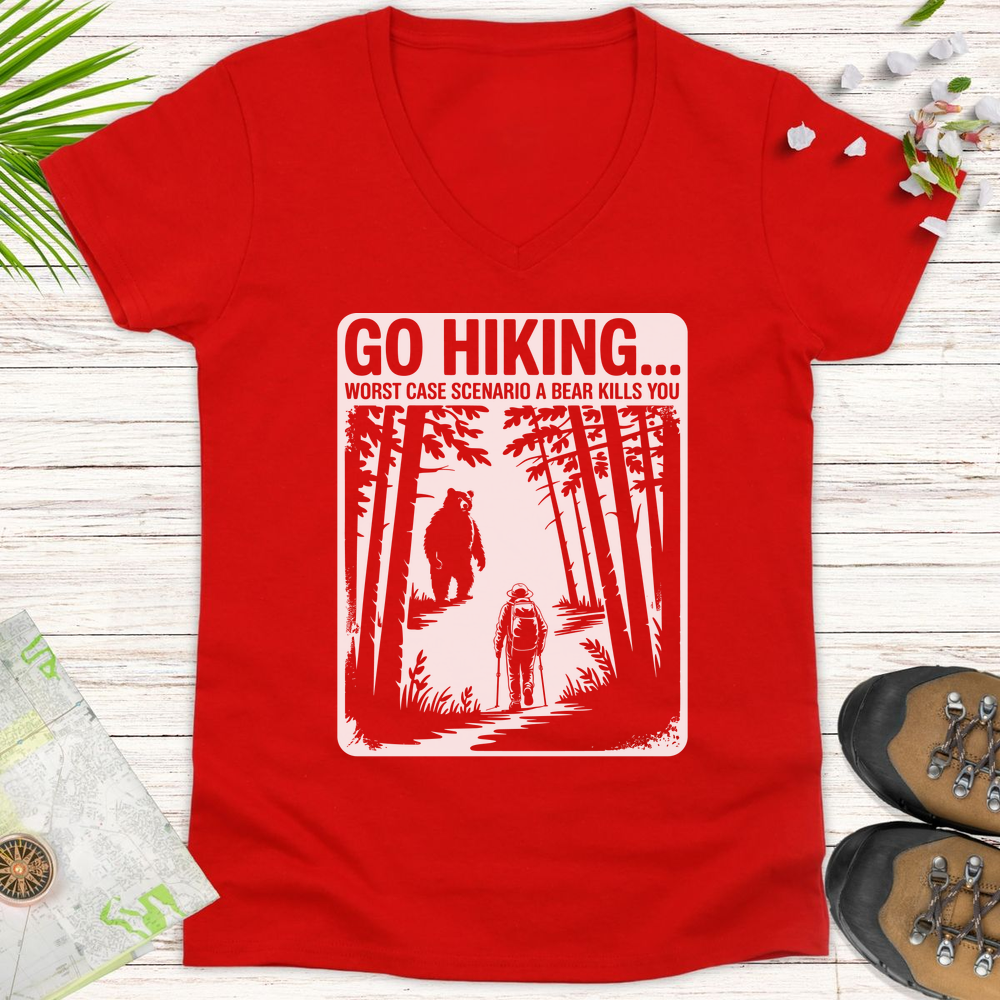 Bear Kills You Women's V-Neck T-Shirt - Red
