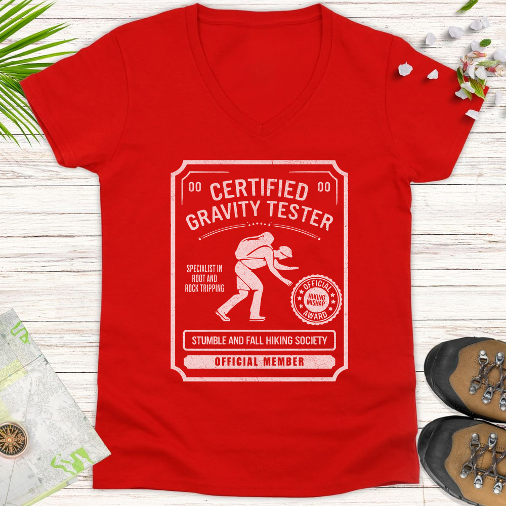 Gravity Tester Women's V-Neck T-Shirt - Red