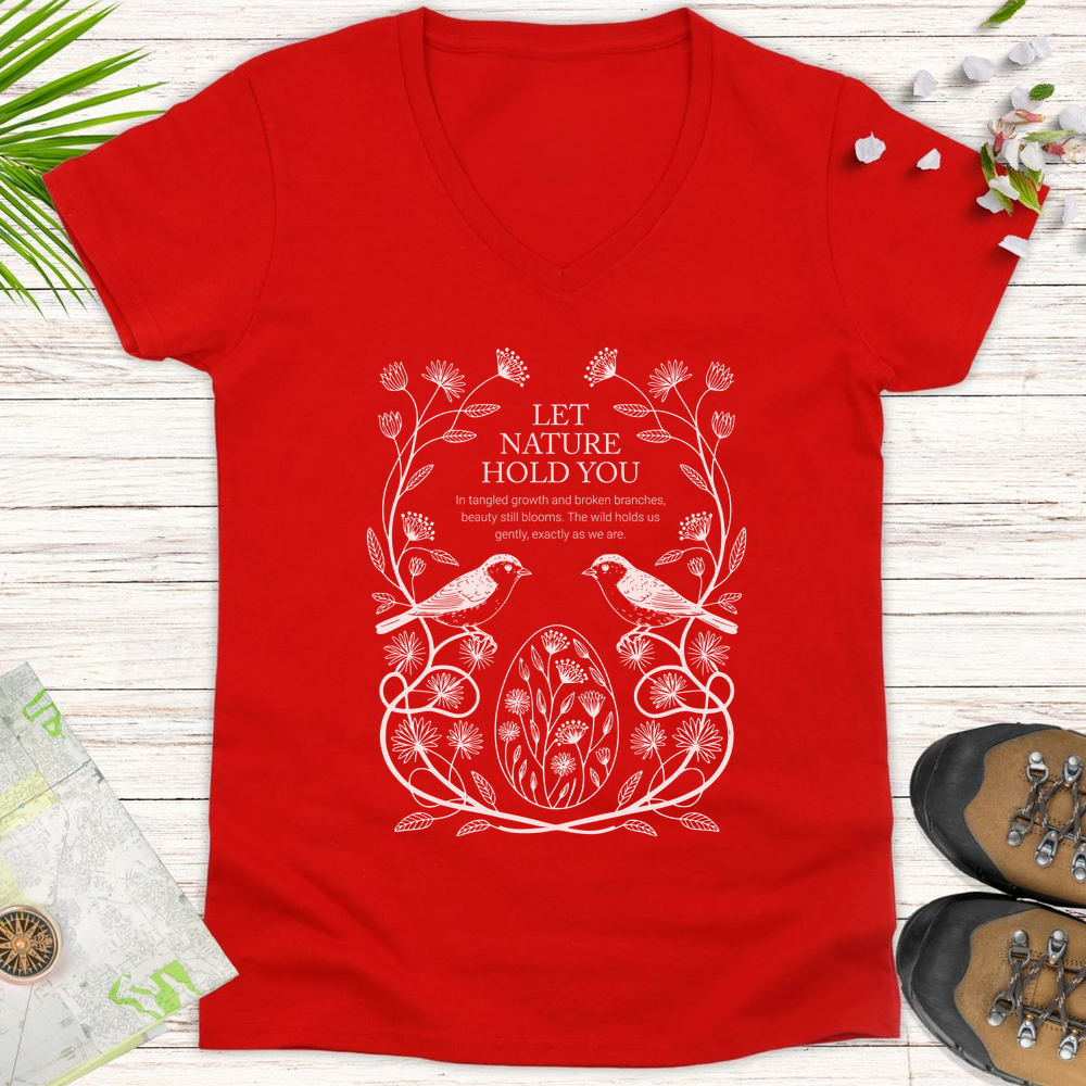 Let Nature Hold You Women's V-Neck T-Shirt - Red
