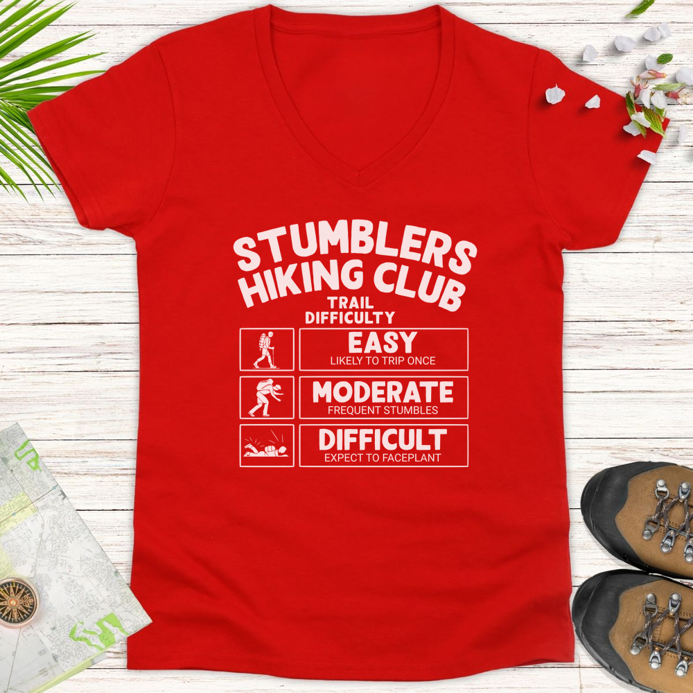 Trail Difficulty Women's V-Neck T-Shirt - Red
