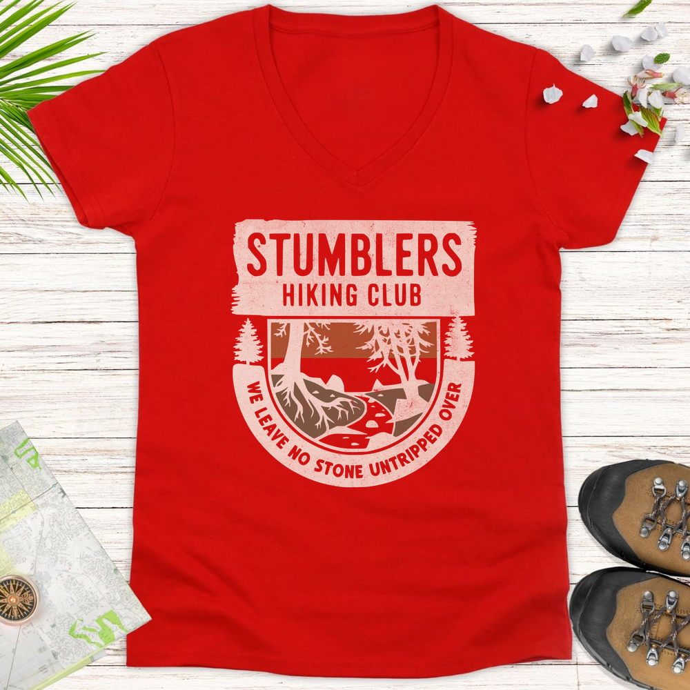 Stumblers Hiking Club Women's V-Neck T-Shirt - Red