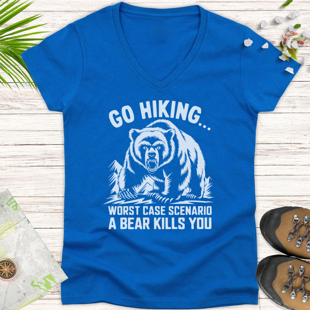 Go Hiking Women's V-Neck T-Shirt - Royal