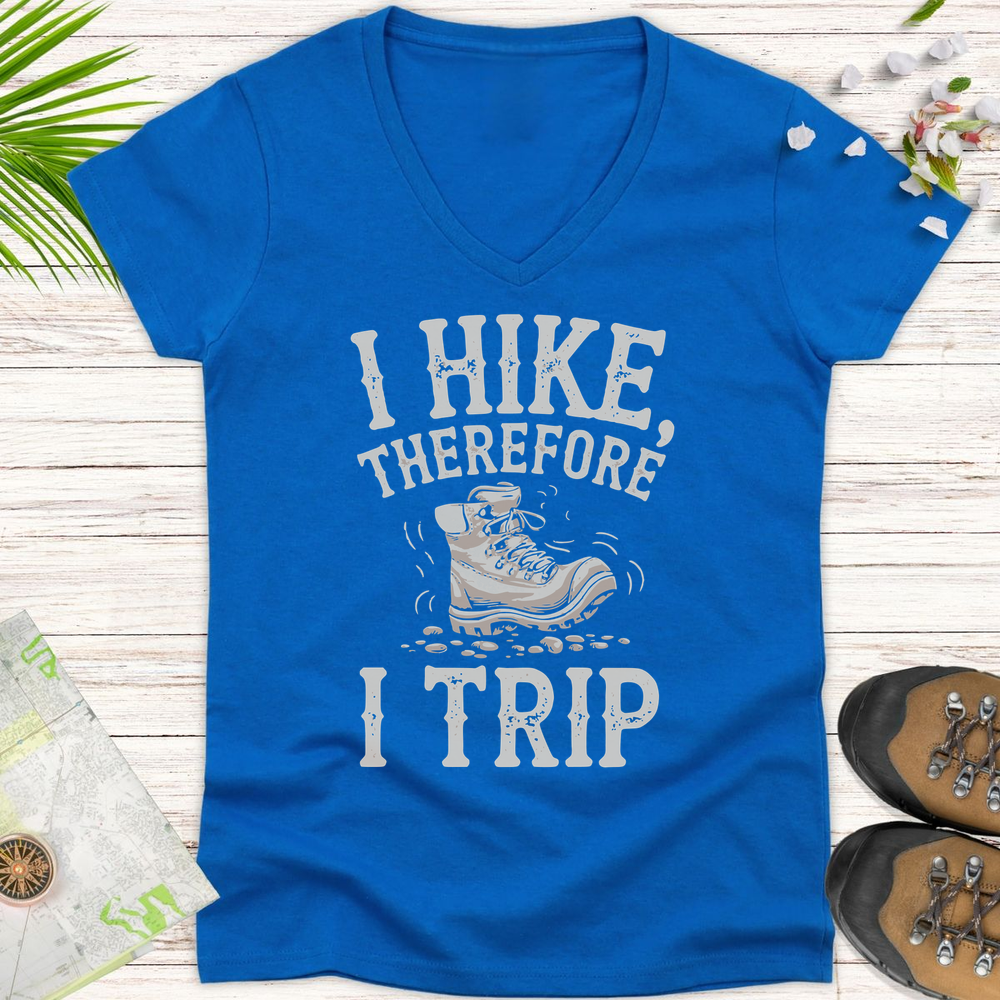 I Hike Therefore I Trip Women's V-Neck T-Shirt - Royal