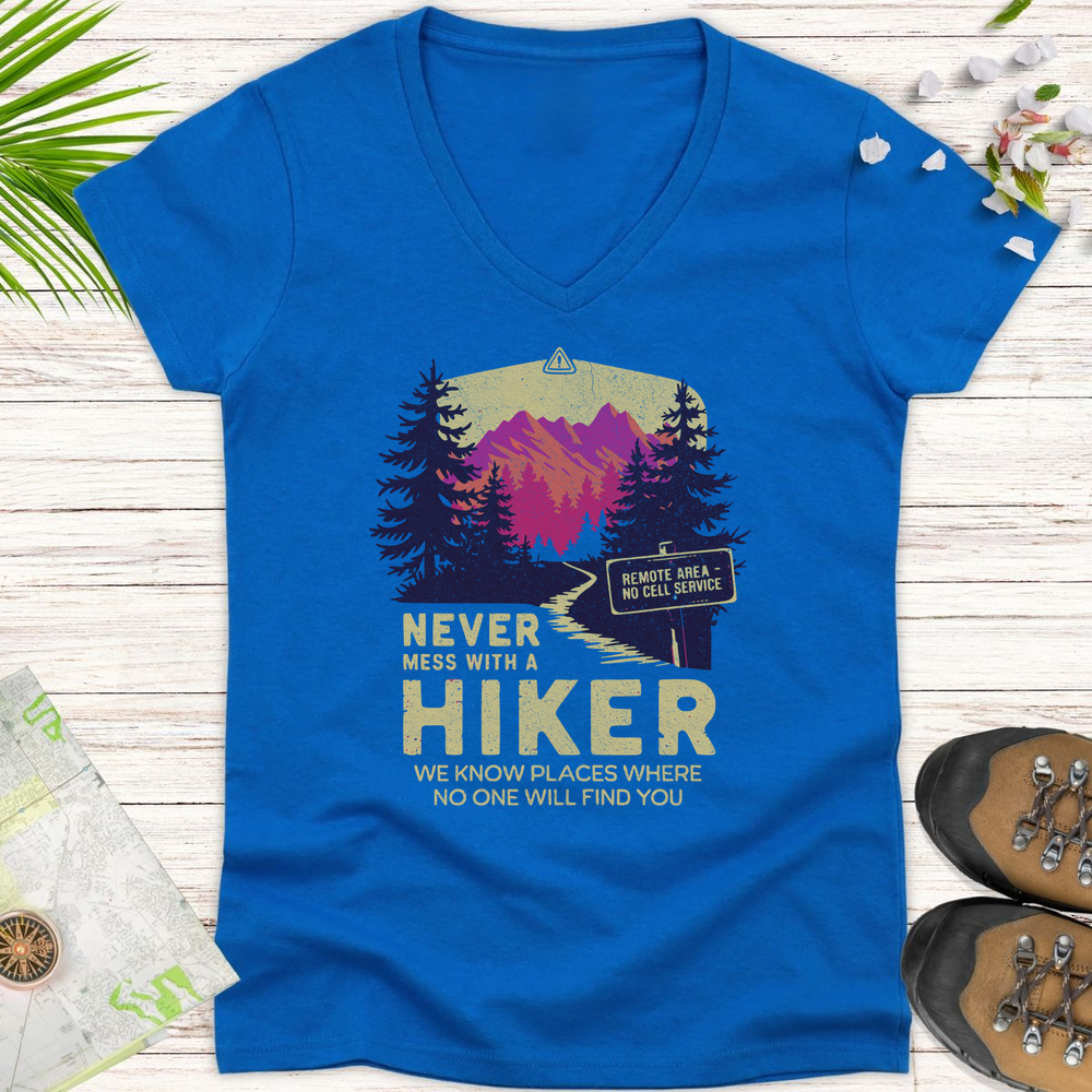 Never Mess With Hikers Bright Edition Women's V-Neck T-Shirt - Royal