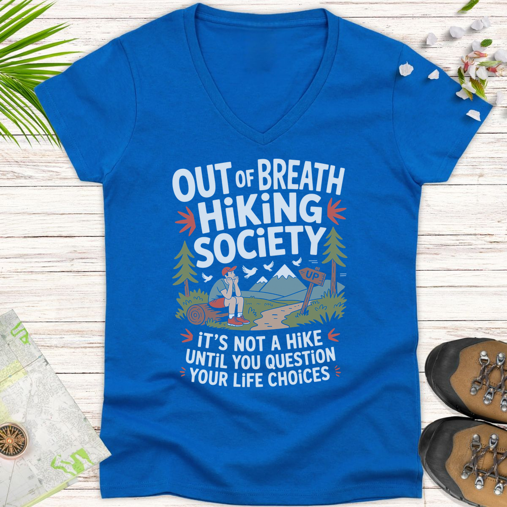 Out Of Breath Life Choices Women's V-Neck T-Shirt - Royal