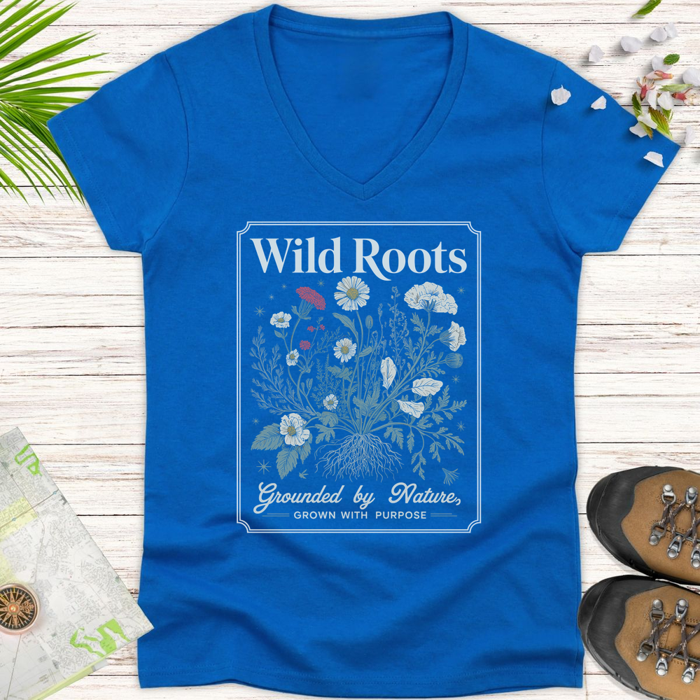 Wild Roots Women's V-Neck T-Shirt - Royal
