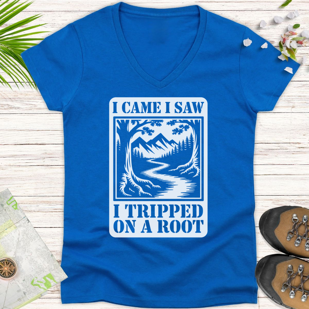 I Came I Saw I Tripped On A Root Women's V-Neck T-Shirt - Royal