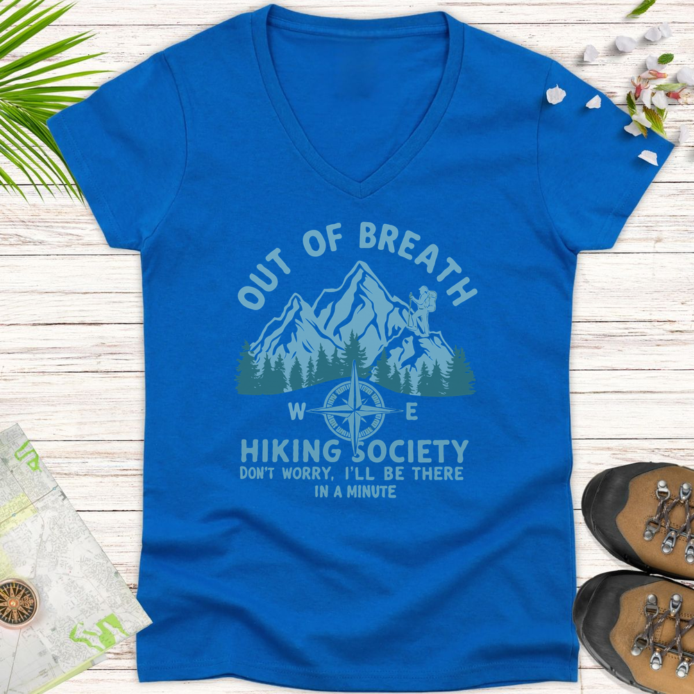 Out Of Breath Hiking Society Women's V-Neck T-Shirt - Royal