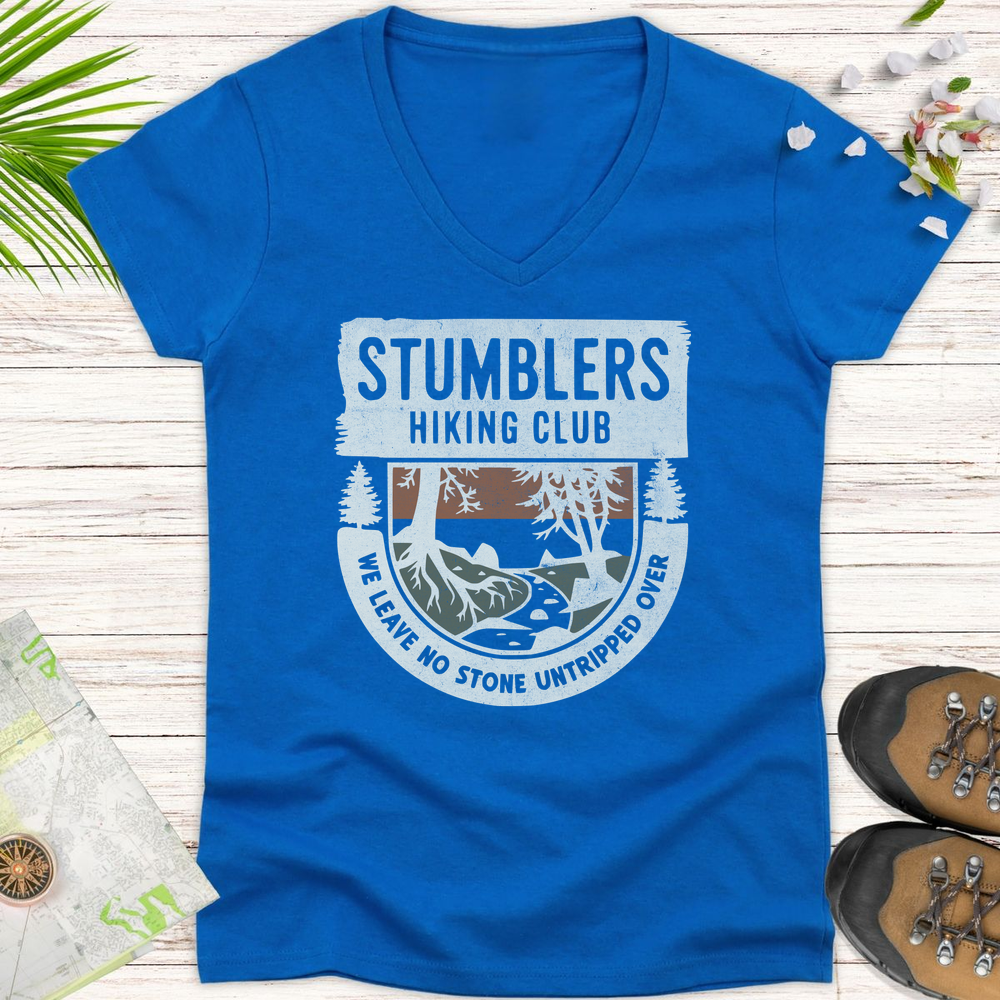 Stumblers Hiking Club Women's V-Neck T-Shirt - Royal
