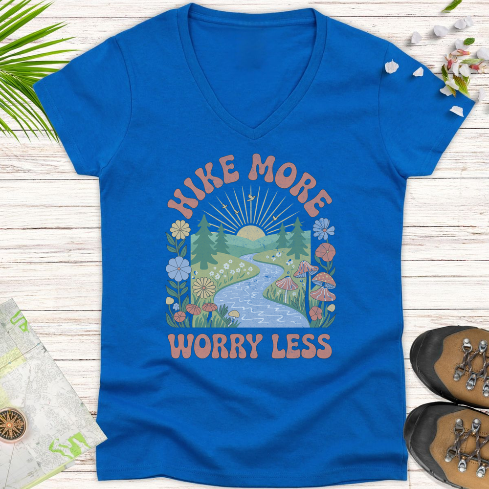 Worry Less Women's V-Neck T-Shirt - Royal