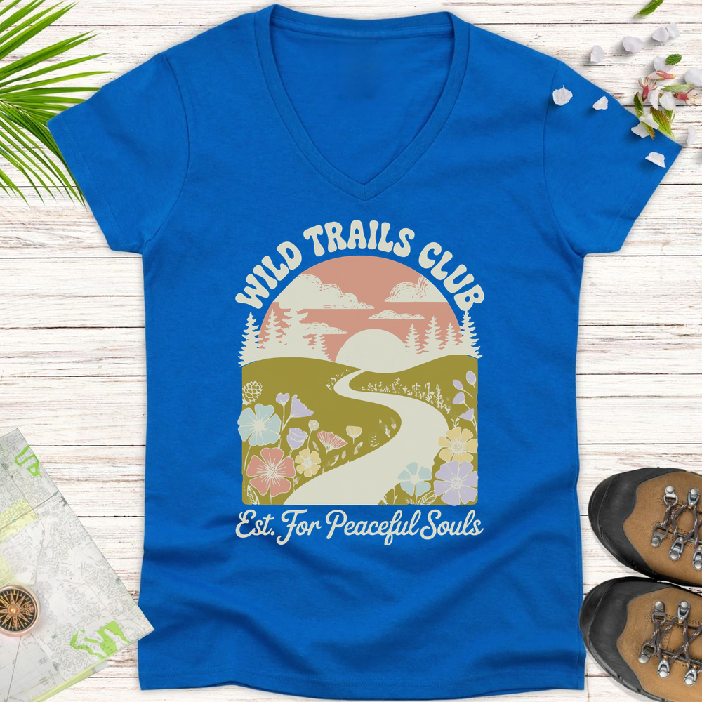 Wild Trails Club Women's V-Neck T-Shirt - Royal