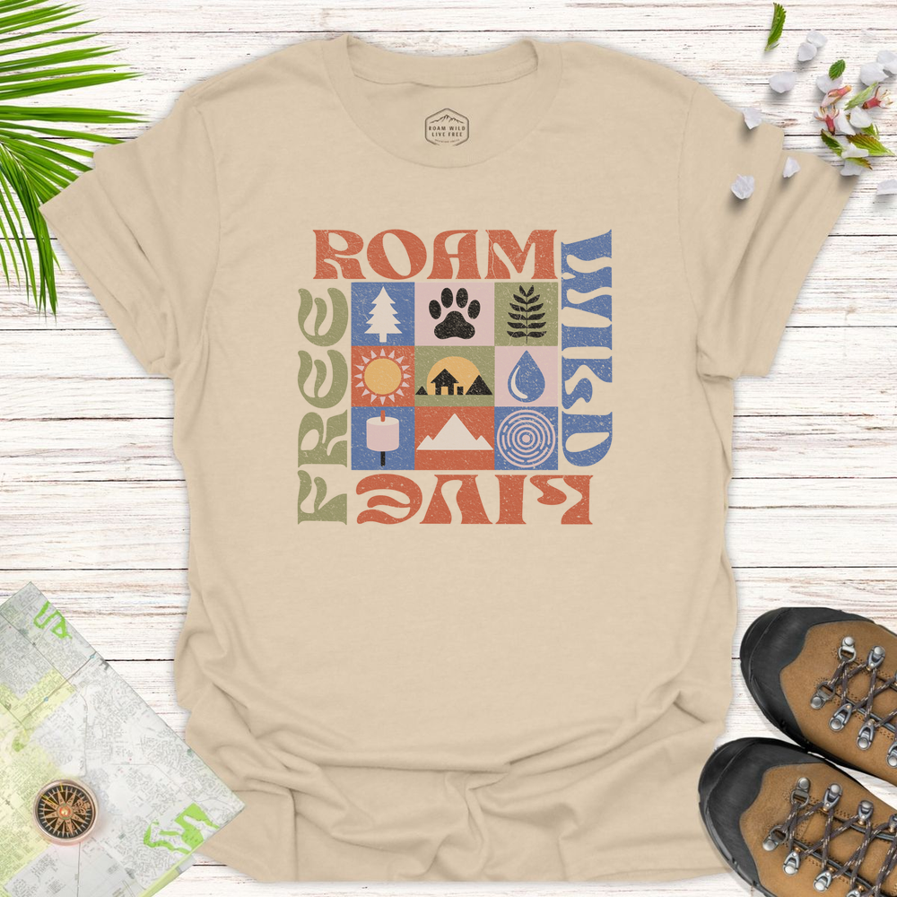 Roam Wild Retro Modern Unisex T-Shirt - Sand