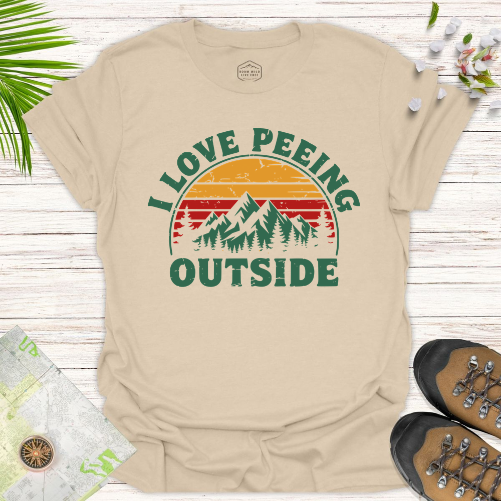 Peeing Outside Unisex T-Shirt - Sand