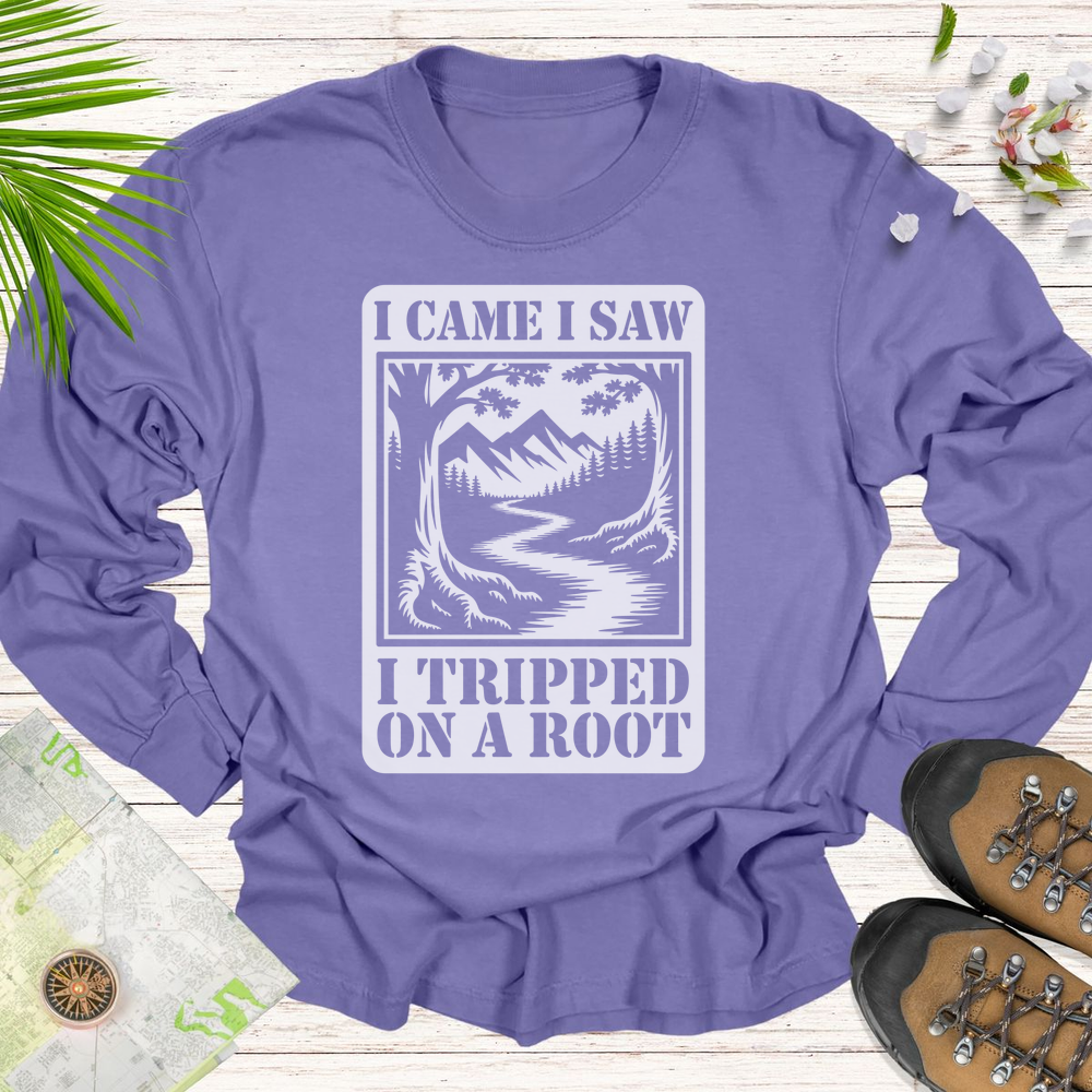 I Came I Saw I Tripped On A Root T Shirt Long Sleeve Unisex T-Shirt - Violet