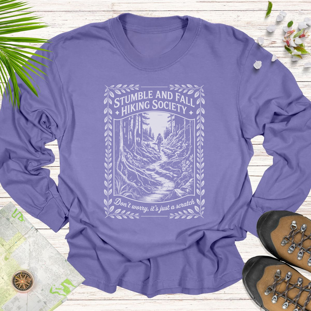 Stumble And Fall Ornate Long Sleeve Unisex T-Shirt - Violet