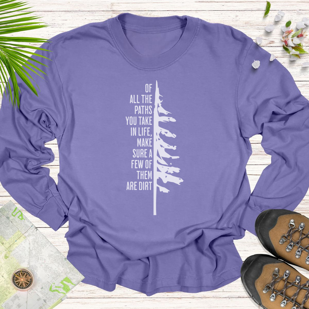 Take The Dirt Path Pine Long Sleeve Unisex T-Shirt - Violet