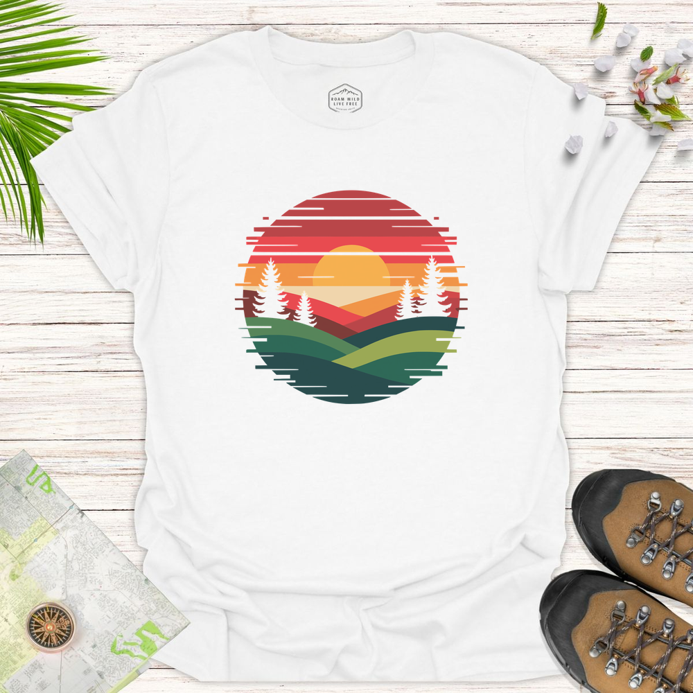 Glitched Sunset Unisex T-Shirt - White