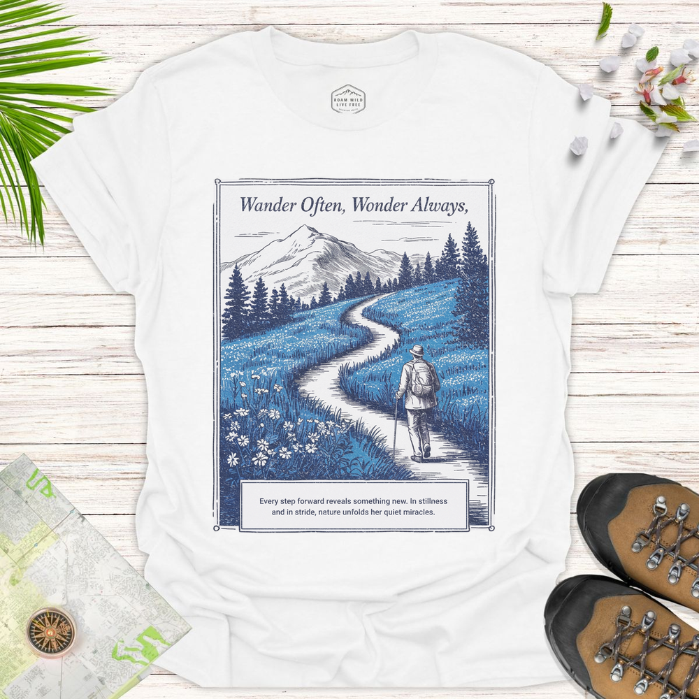 Wander Often Wonder Always Unisex T-Shirt - White