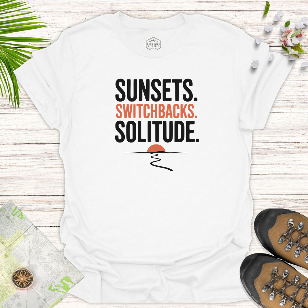 Sunsets Switchbacks Solitude Unisex T-Shirt - White