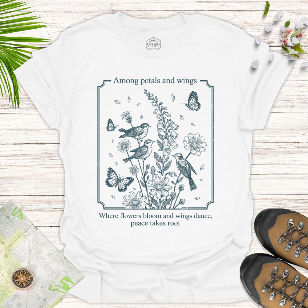 Among Petals And Wings Unisex T-Shirt - White
