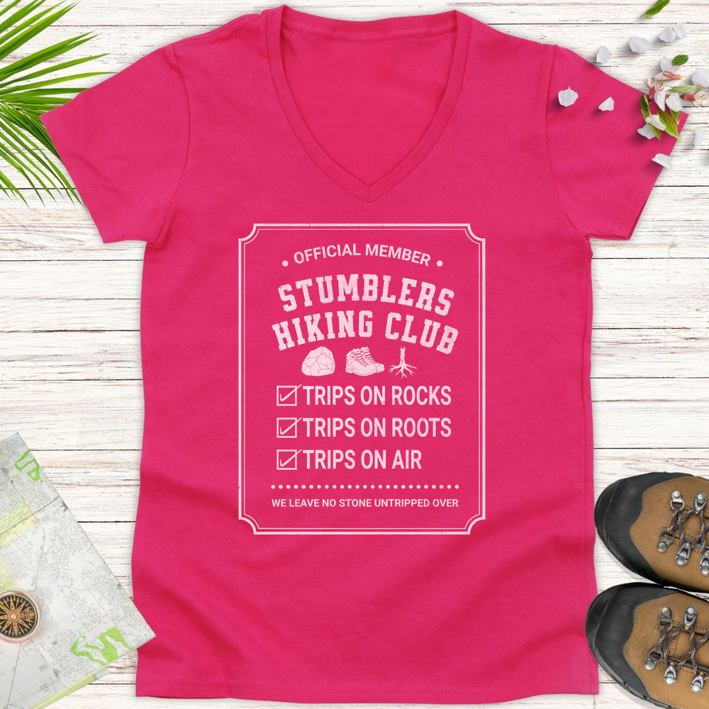 Official Member Stumblers Hiking Club Women's V-Neck T-Shirt