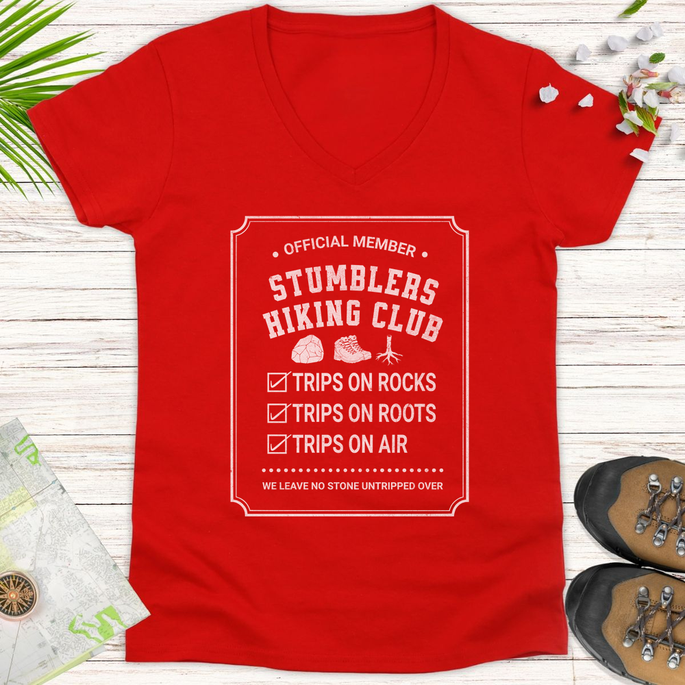 Official Member Stumblers Hiking Club Women's V-Neck T-Shirt