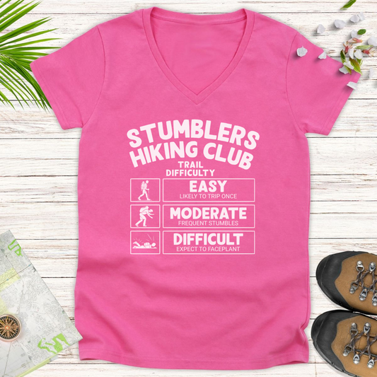 Trail Difficulty Women's V-Neck T-Shirt - Azalea