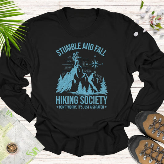 Stumble And Fall Hiking Society Long Sleeve Unisex T-Shirt (Mountain Edition)