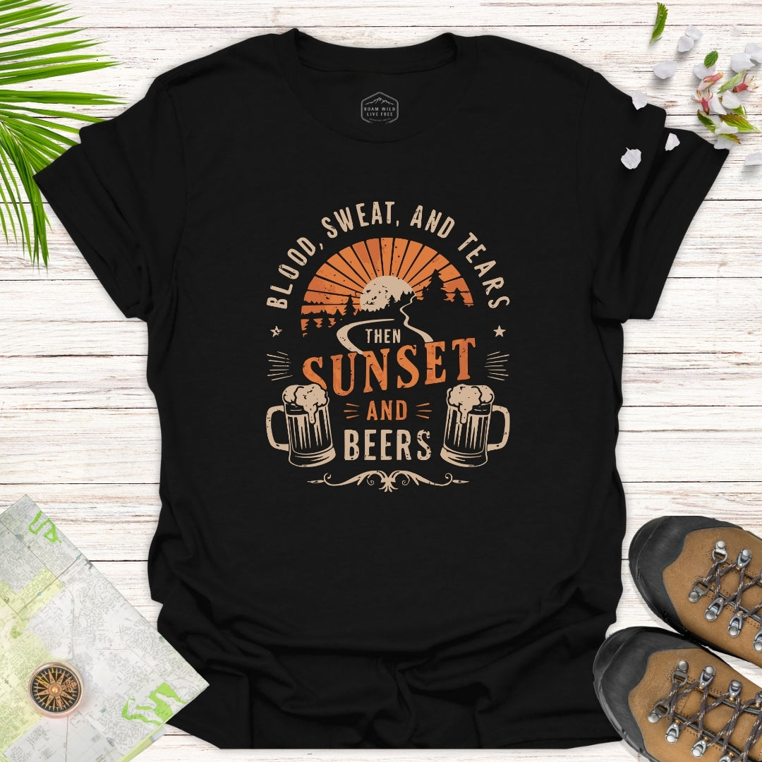 Blood Sweat and Tears Sunset And Beers Unisex T-Shirt