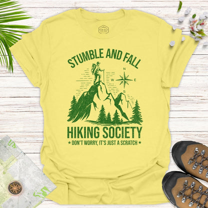 Stumble And Fall Hiking Society T-Shirt (Dark Green Design)