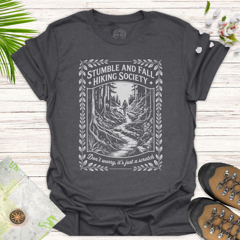 Stumble And Fall Ornate Unisex T-Shirt - Dark Heather Grey