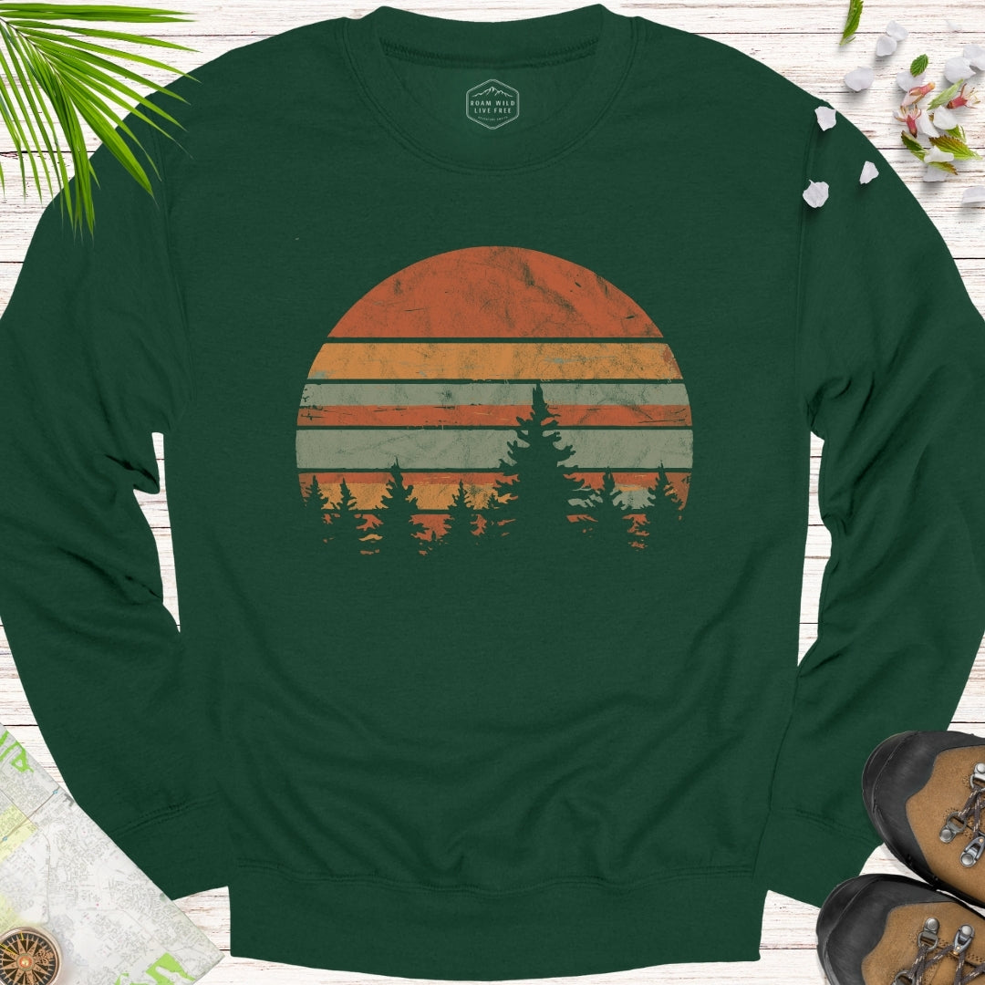 Retro Forest Sunset Unisex Sweatshirt